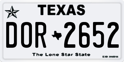TX license plate DOR2652