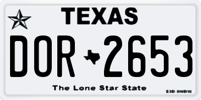 TX license plate DOR2653