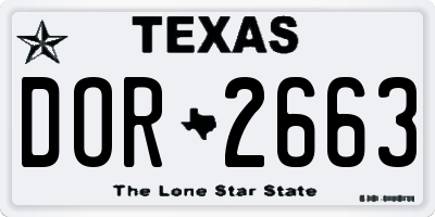 TX license plate DOR2663