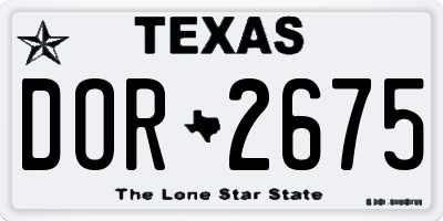 TX license plate DOR2675