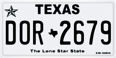 TX license plate DOR2679