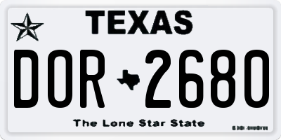 TX license plate DOR2680