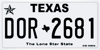 TX license plate DOR2681