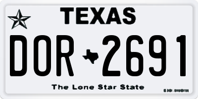 TX license plate DOR2691