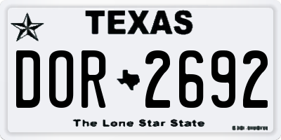 TX license plate DOR2692