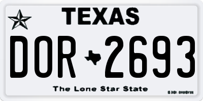 TX license plate DOR2693
