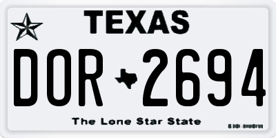 TX license plate DOR2694
