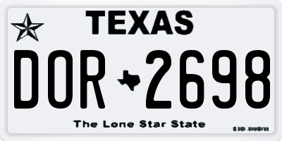 TX license plate DOR2698