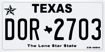 TX license plate DOR2703
