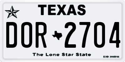 TX license plate DOR2704