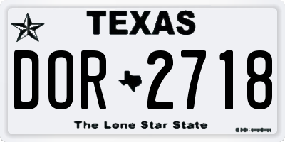 TX license plate DOR2718