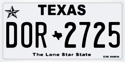 TX license plate DOR2725