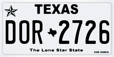 TX license plate DOR2726