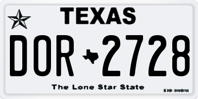 TX license plate DOR2728