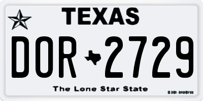 TX license plate DOR2729