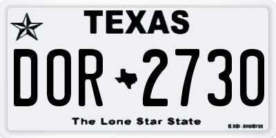 TX license plate DOR2730