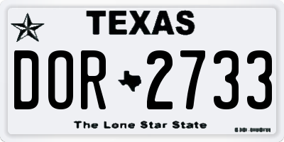 TX license plate DOR2733