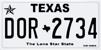 TX license plate DOR2734