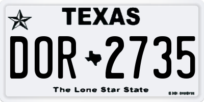 TX license plate DOR2735