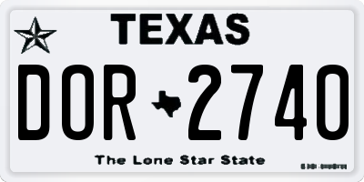 TX license plate DOR2740