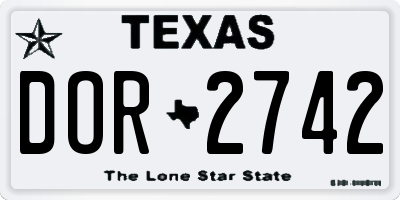 TX license plate DOR2742