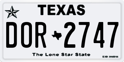 TX license plate DOR2747