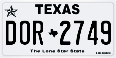 TX license plate DOR2749