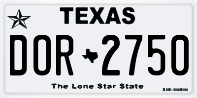 TX license plate DOR2750