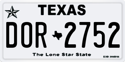 TX license plate DOR2752