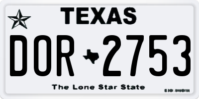 TX license plate DOR2753