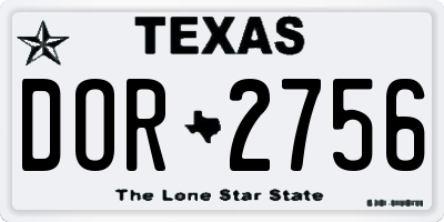 TX license plate DOR2756