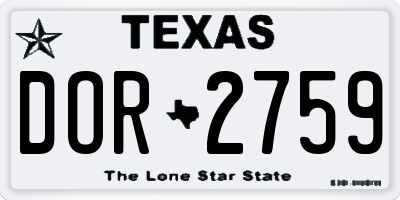 TX license plate DOR2759