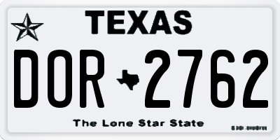 TX license plate DOR2762