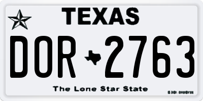 TX license plate DOR2763