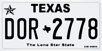 TX license plate DOR2778