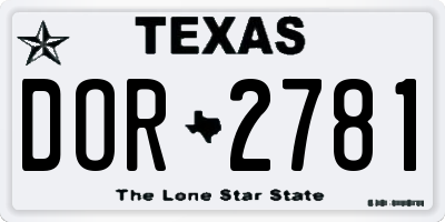 TX license plate DOR2781