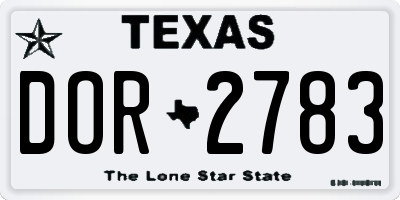 TX license plate DOR2783
