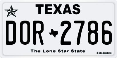 TX license plate DOR2786