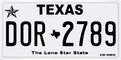 TX license plate DOR2789