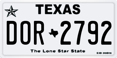 TX license plate DOR2792
