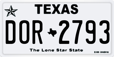 TX license plate DOR2793