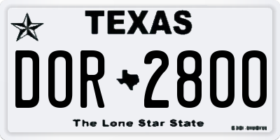 TX license plate DOR2800