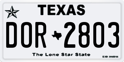 TX license plate DOR2803