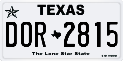 TX license plate DOR2815