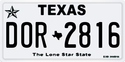 TX license plate DOR2816