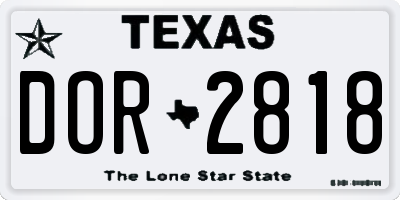 TX license plate DOR2818