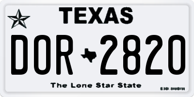 TX license plate DOR2820