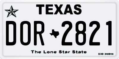 TX license plate DOR2821