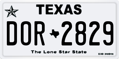 TX license plate DOR2829