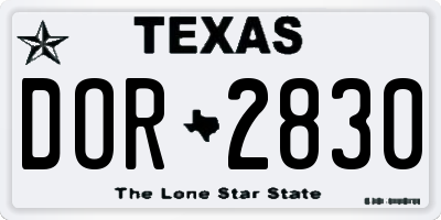 TX license plate DOR2830